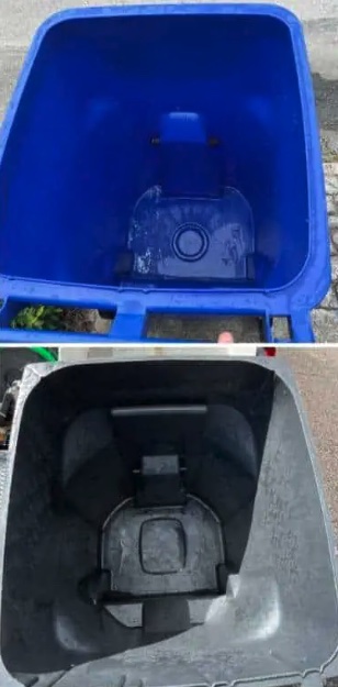 Clean trash bin interior after pressure washing